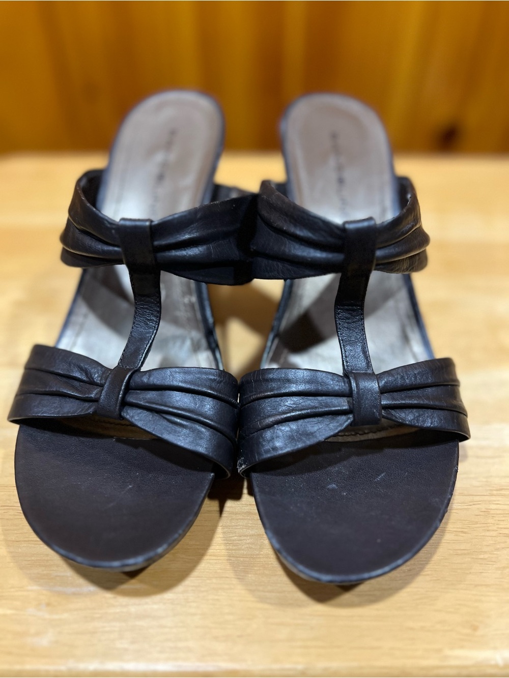 Bandolino Brown Knotted T-Strap Slide Mules